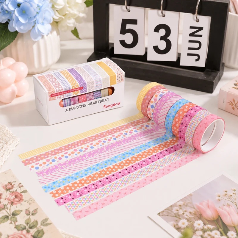 Scrapbooking - 10 Rolls Floral Pastel Washi Tape,