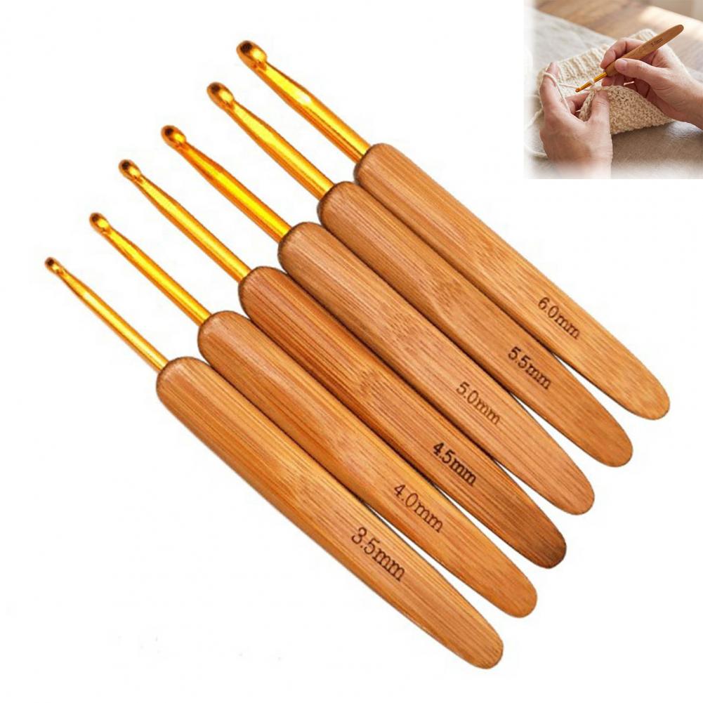 Crochet Hooks Set Portable Cro - Wooden Crochet Hooks Ergonomic Handle recension och pris