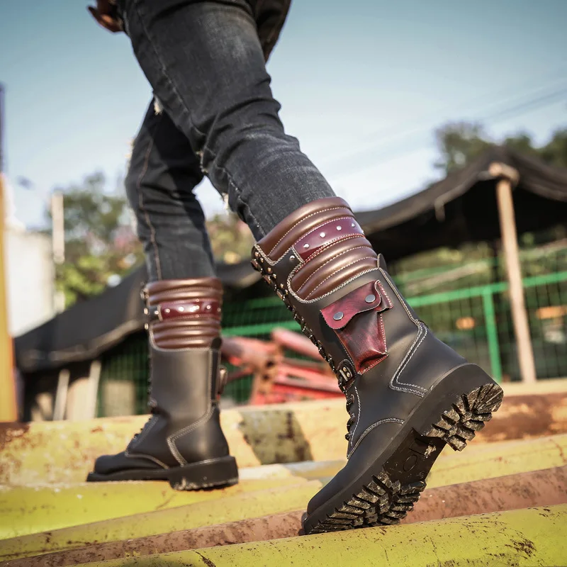 Men Knee High Leather Boots Wi - Craft Tools recension och pris