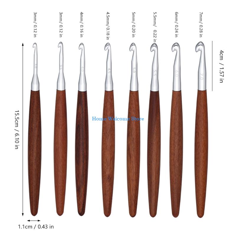 F68E 8Pcs Wooden Handle Croche - Wooden Crochet Hooks Ergonomic Handle recension och pris