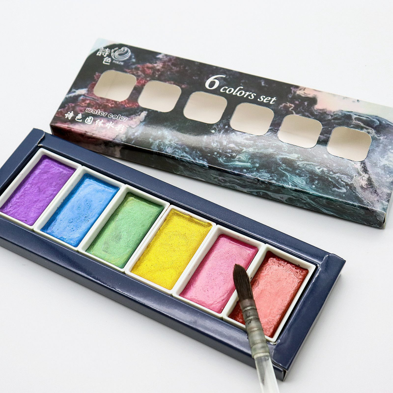 6-color Water-soluble Metal Pe - Watercolor Paint Set Solid Pigment recension och pris
