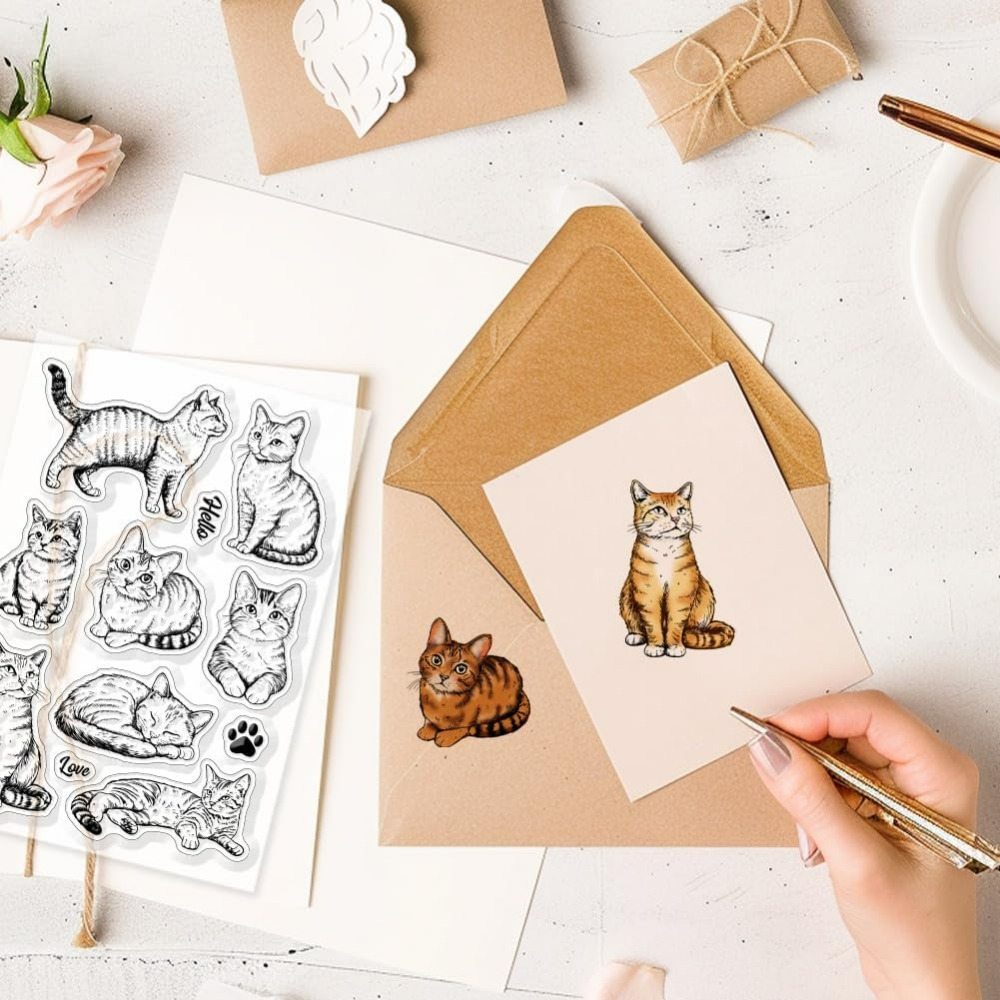 Cat Clear Stamps Realistic Cat - Clear Silicone Stamps For Card Making recension och pris