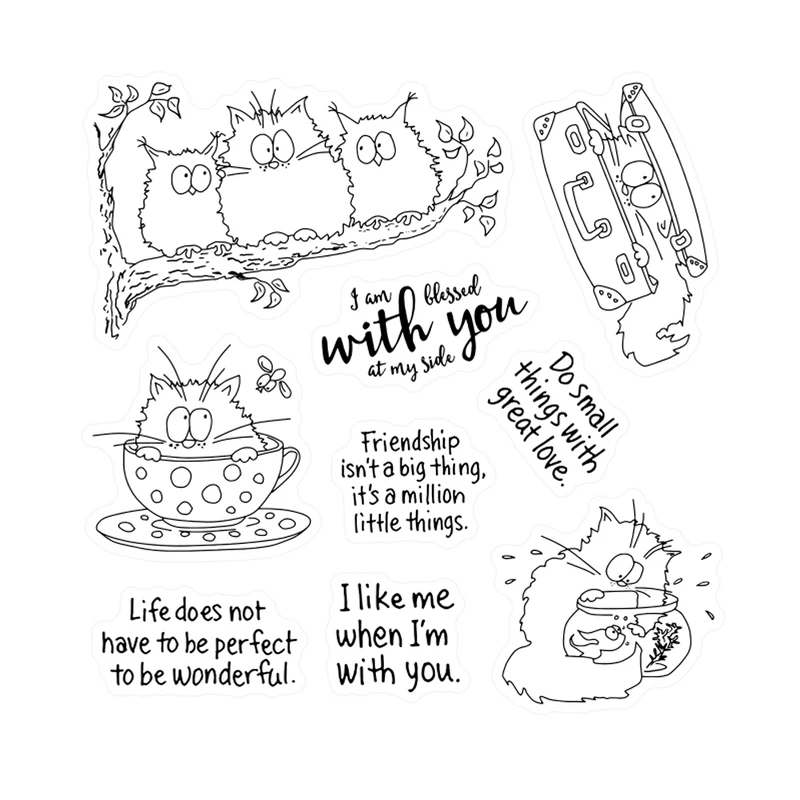 Kawaii Fatty Cats Owl Cutting  - Clear Silicone Stamps For Card Making recension och pris